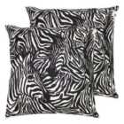 Furn. Hidden Zebra Twin Pack Polyester Filled Cushions Black