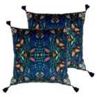 Furn. Kaleidoscopic Twin Pack Polyester Filled Cushions Blue