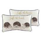Evans Lichfield Oakwood Hedgehogs Twin Pack Polyester Filled Cushions Multi