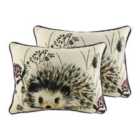 Evans Lichfield Elwood Hedgehog Twin Pack Polyester Filled Cushions Multi