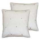Paoletti New Diamante Twin Pack Polyester Filled Cushions Cream 45 x 45cm