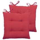 Furn. Cuba Pintuck Polyester Filled Seat Pads With Ties (pack Of 2) Cotton Red