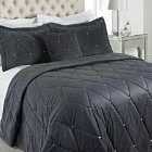 Paoletti New Diamante Velvet Bedspread & Pillowcase Shams Pair Polyester Pewter