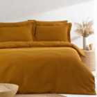 The Linen Yard Waffle Double Duvet Cover Set Cotton Ginger
