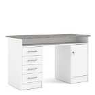 Function Plus Desk 4 Drawer 1 Door In White And Grey