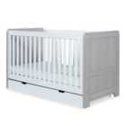 Pembrey Cot Bed With Under Drawer - Ash Grey & White