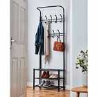 House of Home Multi Purpose Stand 18 Hooks For Clothes Shoes Hats Bags - Black