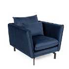 Elford Fabric Armchair And 3 Seater Sofa Set Navy