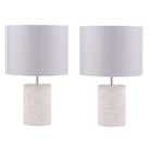 First Choice Lighting Set of 2 Anya Grey Terrazzo Chrome Table Lamp With Shades