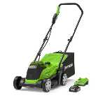 Greenworks 33cm Cordless Lawnmower 24V with 1 x 2Ah Battery & Charger
