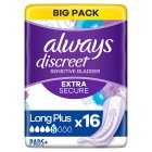 Always Discreet Incontinence Pads for Women - Long Plus (Large Pack), 16s