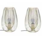 First Choice Lighting Set of 2 Quinn Gold Table Lamps