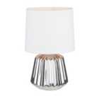 First Choice Lighting Jess Chrome White Ceramic Table Lamp With Shade