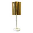 First Choice Lighting Marble White Marble Gold Table Lamp With Shade