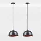 First Choice Lighting Set of 2 Honiton Nickel Antique Copper Ceiling Pendant Lights