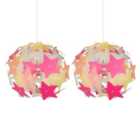 First Choice Lighting Set of 2 Star Multi Coloured Easy Fit Pendant Shades