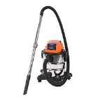 Yard Force 20V Wet And Dry Vacuum Cleaner W/ 4.0Ah Battery And Charger - Orange & Black