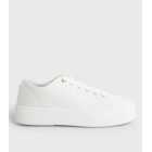 White Canvas Chunky Lace Up Trainers