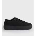 Black Canvas Chunky Lace Up Trainers