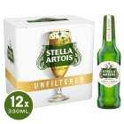 Stella Artois Unfiltered Super Premium Lager Beer Bottles, 12x330ml