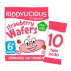 Kiddylicious Wafers, strawberry, baby snack, 6months+, multipack 10 x 4g