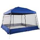 Outsunny 3.6 x 3.6 Pop Up Gazebo with Mesh Walls - Blue
