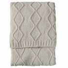 Chenille Knit Cable Throw Cream 1300x1700mm