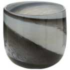 Premier Housewares Carra Glass Planter - Grey/Black Brushstrokes
