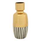 Premier Housewares Cassia Ceramic Vase in Black/White/Gold Stripe - Large