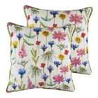 Evans Lichfield Wild Flowers Sophia Twin Pack Polyester Filled Cushions Multi 43 x 43cm