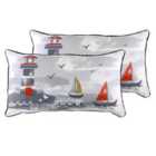 Evans Lichfield Nautical Lighthouse Twin Pack Polyester Filled Cushions Multi 30 x 50cm