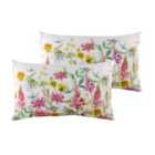 Evans Lichfield Wild Flowers Ava Twin Pack Polyester Filled Cushions Multi 30 x 50cm