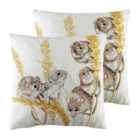 Evans Lichfield Woodland Fieldmice Twin Pack Polyester Filled Cushions Multi