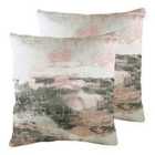 Evans Lichfield Landscape Twin Pack Polyester Filled Cushions Powder / Ochre