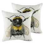 Evans Lichfield Species Bumblebee Twin Pack Polyester Filled Cushions White