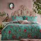 Furn. Vintage Chinoiserie Double Duvet Cover Set Cotton Polyester Jade