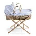 Cotton Dream Palm Moses Basket in White & Natural Folding Stand - White