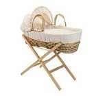 Waffle Palm Moses Basket in Cream & Natural Folding Stand - Cream