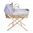 Cotton Dream Palm Moses Basket in Grey & Natural Folding Stand - Grey