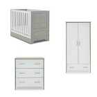 Obaby Nika Mini 3 Piece Room Set And Underdrawer Grey Wash And White