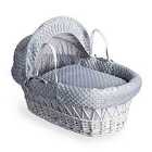 Dimple White Wicker Moses Basket - Grey