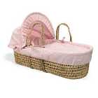 Waffle Palm Moses Basket - Pink