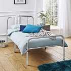 House of Home Extra Strong Single Metal Bed Frame With Rounded Head And Foot Board In Silver