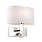 Luminosa Webster Wall Lamp with Adjustable Switched Reading Light Chrome with Oval Cream Shade