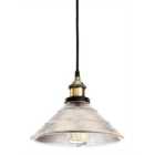 Luminosa Empire 1 Light Dome Ceiling Pendant Antique Brass, Clear Fluted Glass, E27