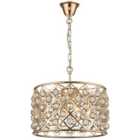 Luminosa Spring 4 Light Small Ceiling Pendant Gold, Clear with Crystals, E14