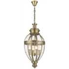 Luminosa Spring 4 Light Ceiling Pendant Antique Brass Glass, E14