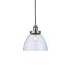 Luminosa Hansen Dome Pendant Light Brushed Silver Paint, Clear Glass