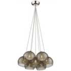 Luminosa Spring 7 Light Cluster Pendant Chrome, Smoked grey with Glass Shades, G9