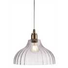 Luminosa Victory 1 Light Dome Ceiling Pendant Antique Brass, Clear Glass, E27